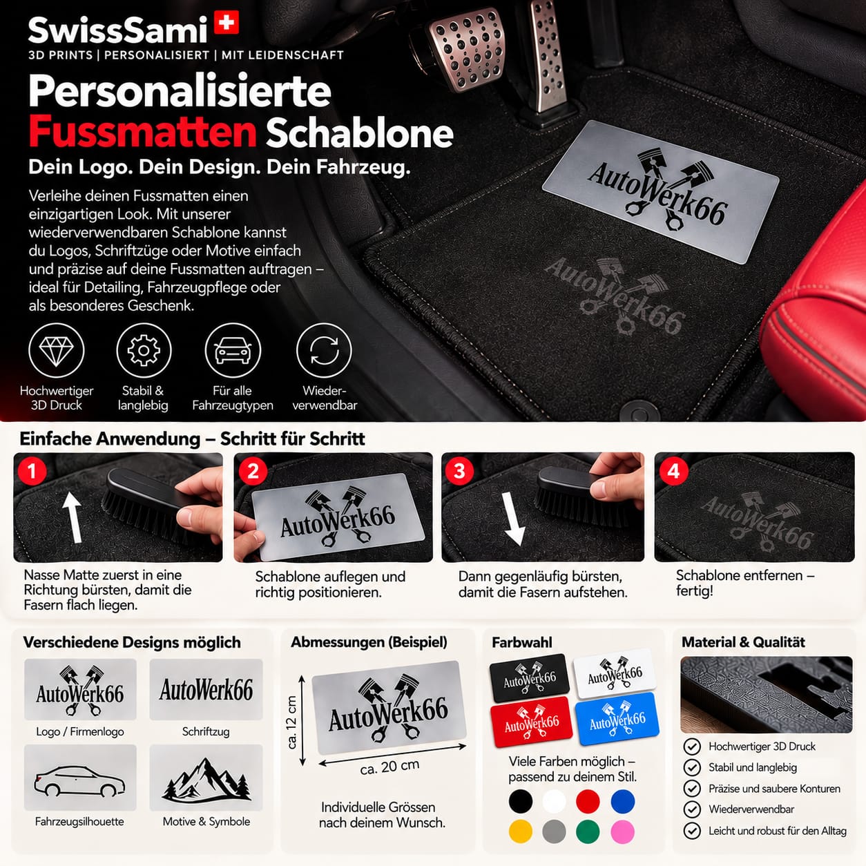Personalisierte Fussmatten-Schablone