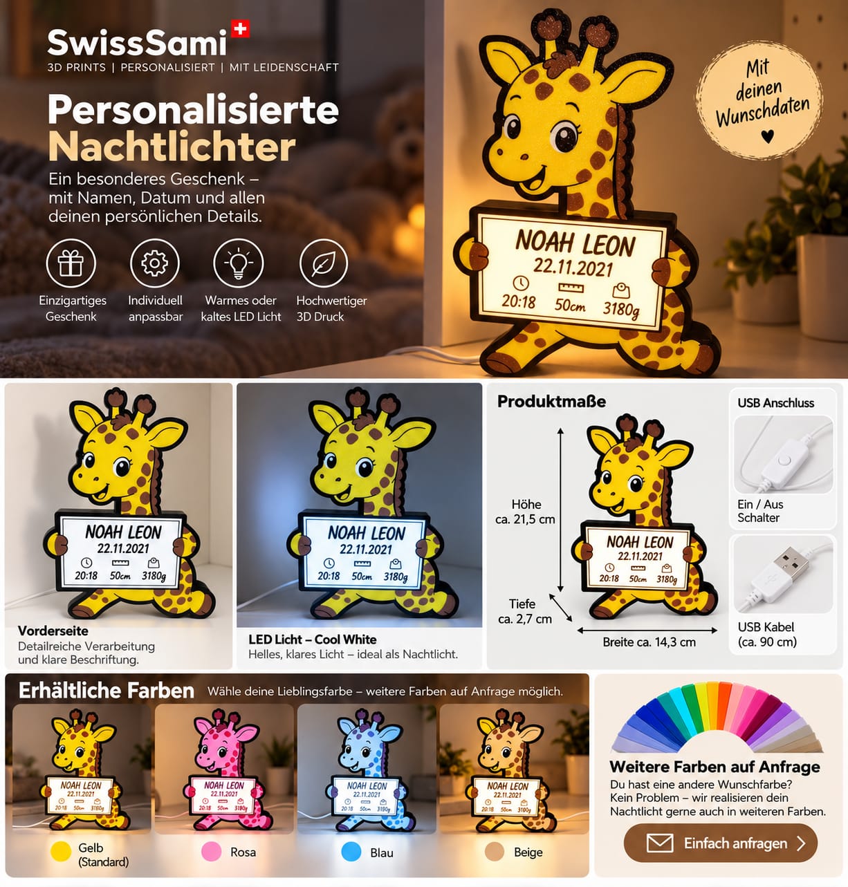Nachtlicht Giraffe