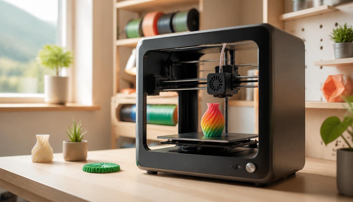 3D-Drucker in einem hellen, freundlichen Workshop